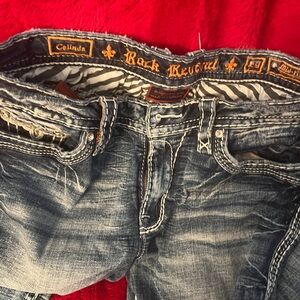 Rock Revival Distressed Blue Jeans for Women